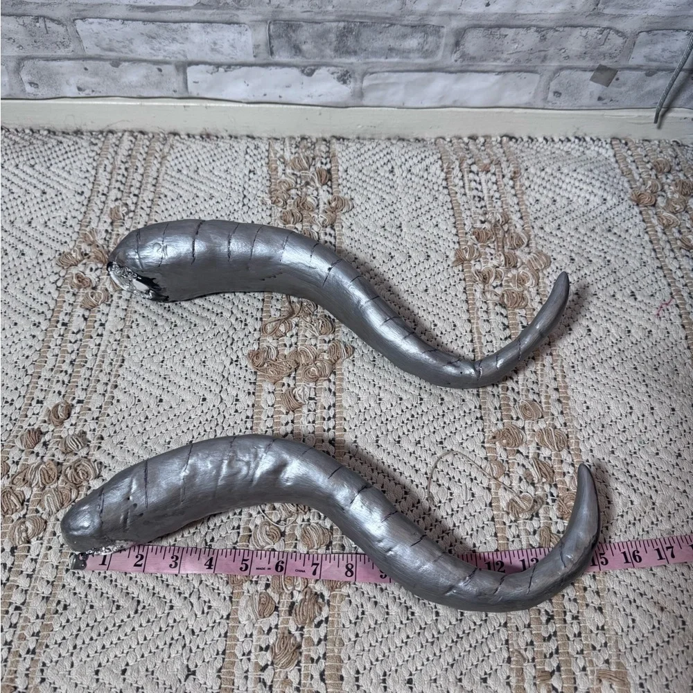 Handmade Metallic Large Silver Cosplay Horns